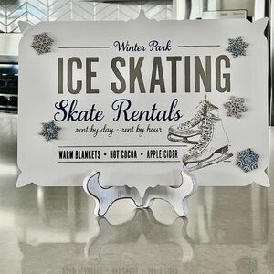 ⛸️❄️ Ice Skating Sign with Snowflakes, OOAK, HANDMADE